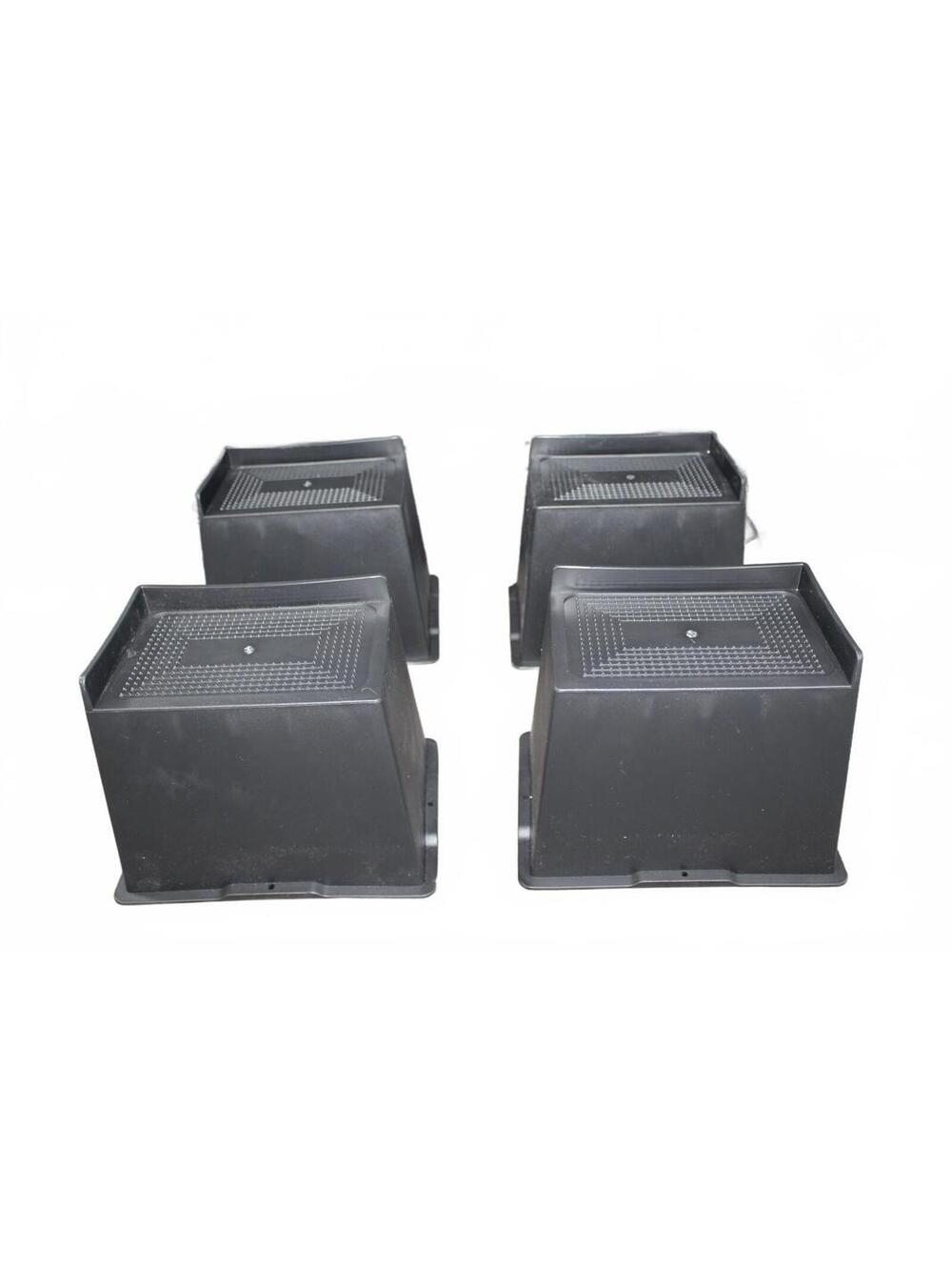 Set of 4 Black Square 6-Inch Plastic Bed Risers